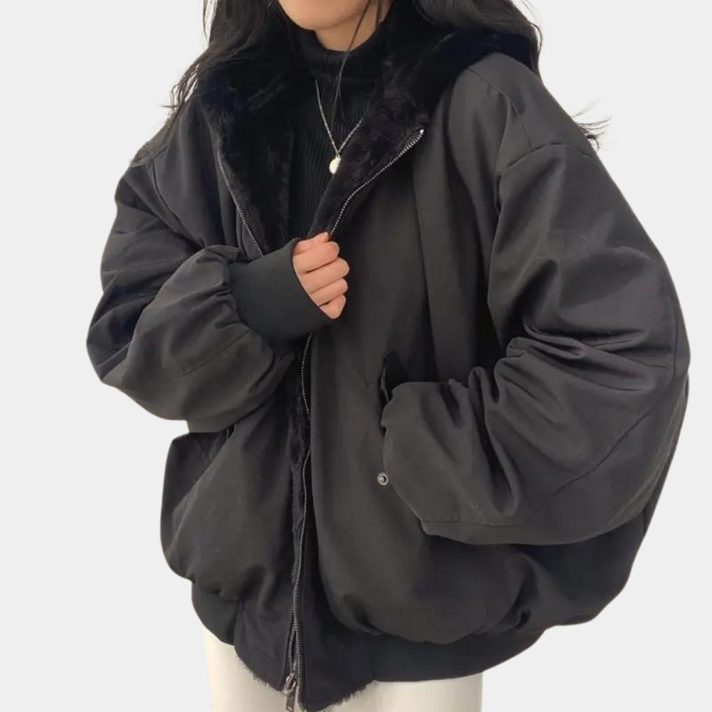 Women's Oversized Padded Zip Jacket with Inner Lining
