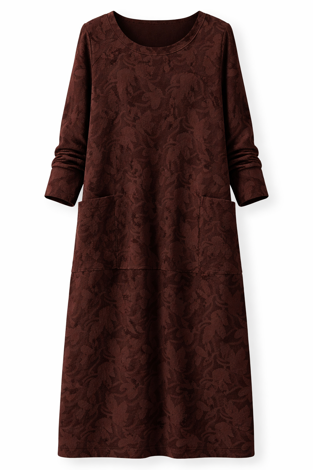 Women's Printed Long Sleeved Dress with Front Pockets