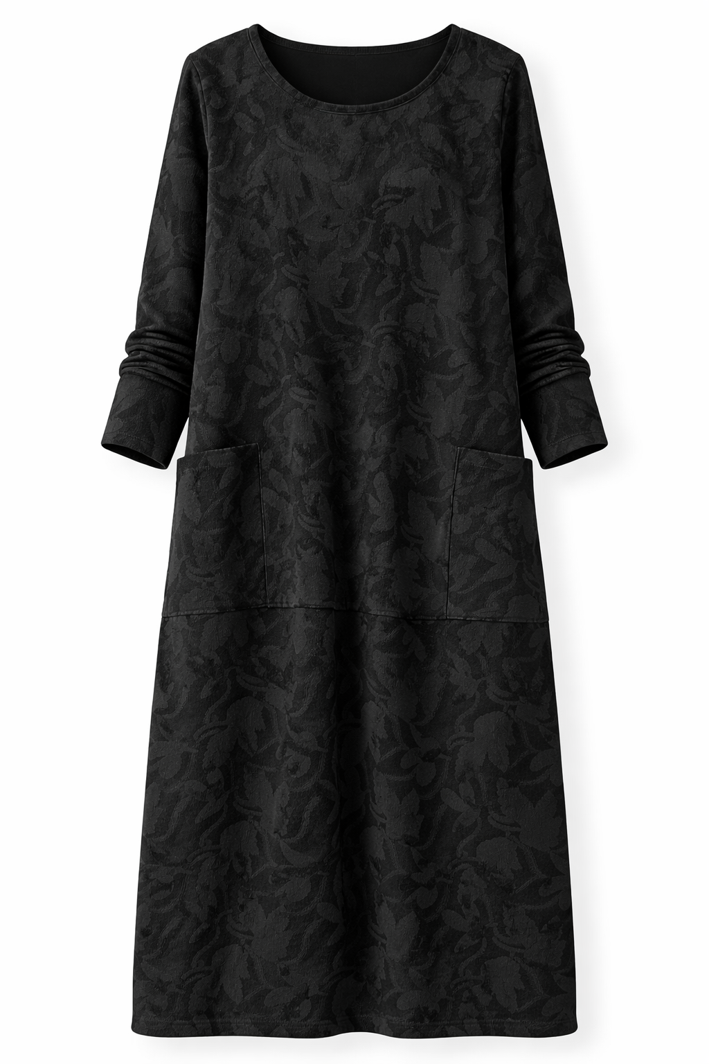 Women's Printed Long Sleeved Dress with Front Pockets