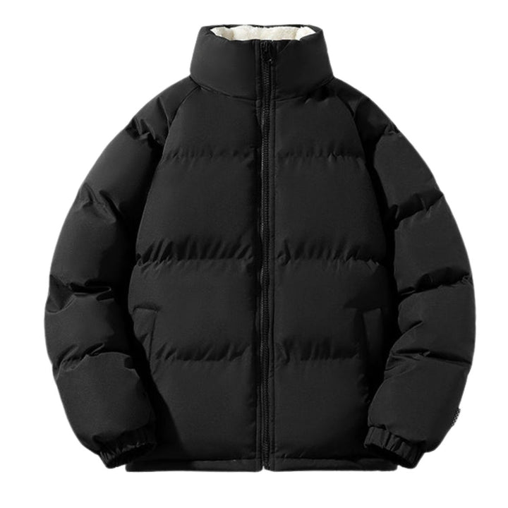 Men's Padded Winter Short Jacket with Full Zip and Raised Collar