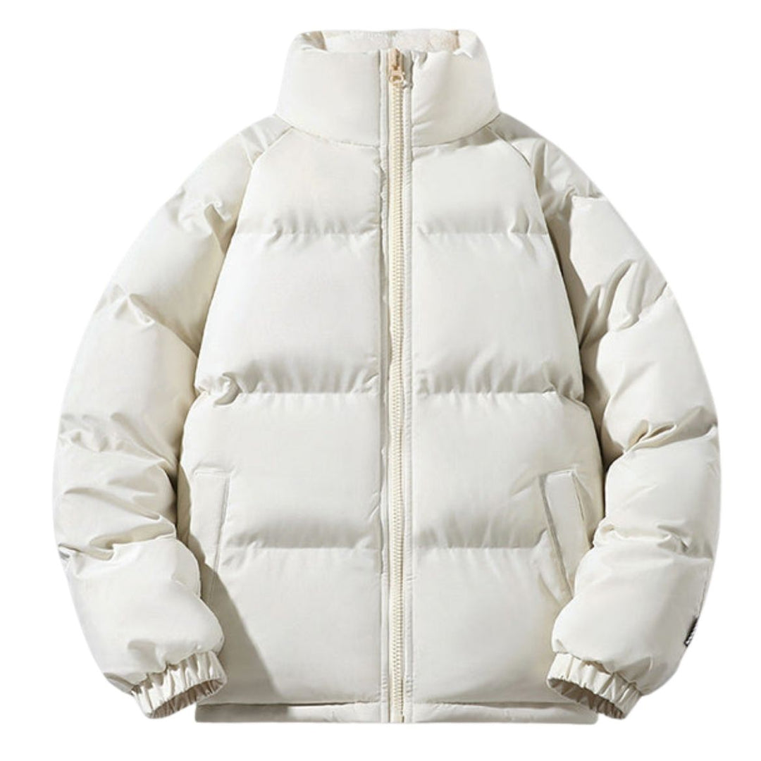 Men's Padded Winter Short Jacket with Full Zip and Raised Collar