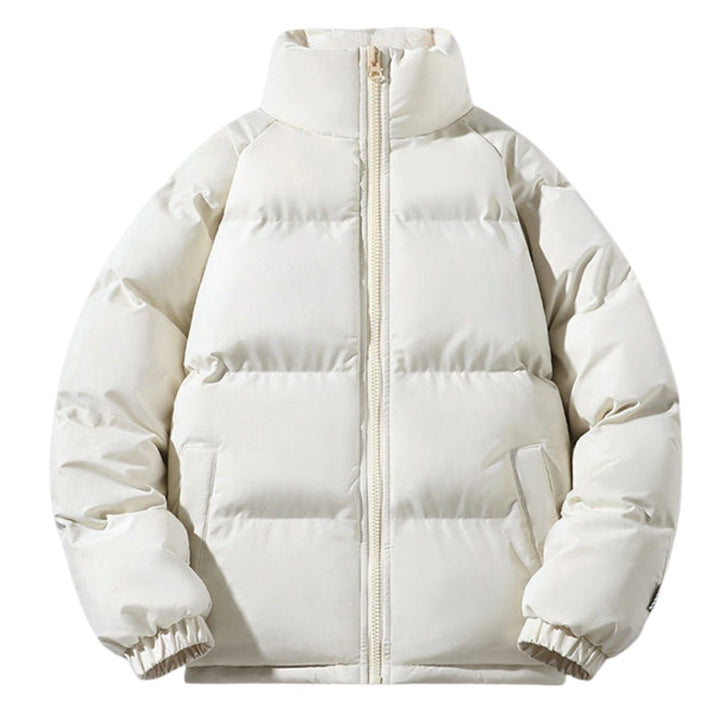 Men's Padded Winter Short Jacket with Full Zip and Raised Collar