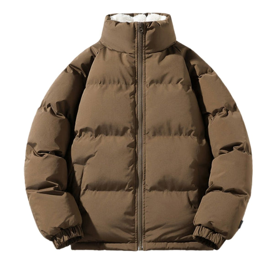 Men's Padded Winter Short Jacket with Full Zip and Raised Collar