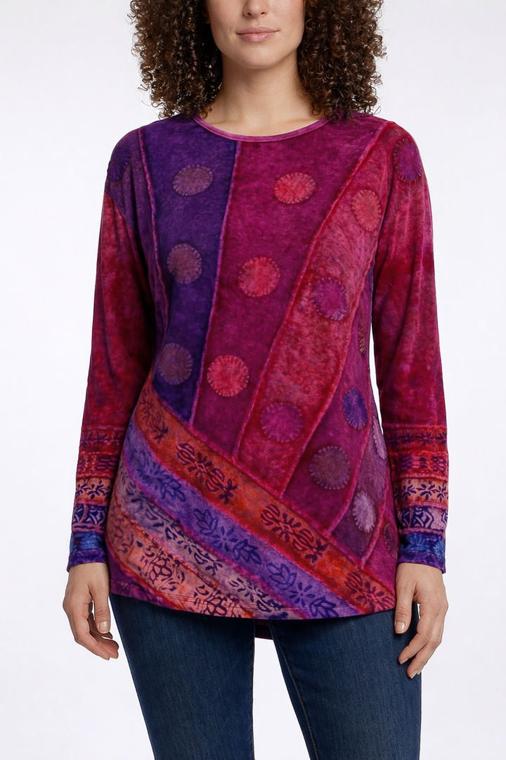 Women's Patterned Long Sleeve Tunic Blouse
