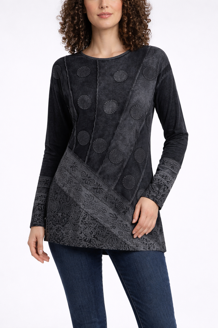 Women's Patterned Long Sleeve Tunic Blouse