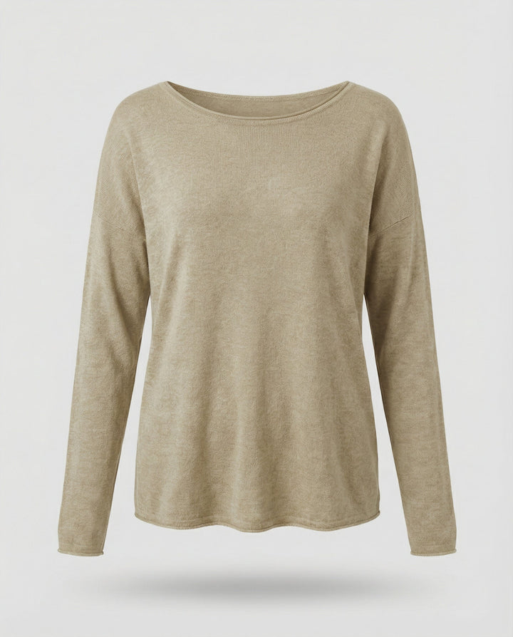Women's Plain Long Sleeve Blouse With Round Neck Design