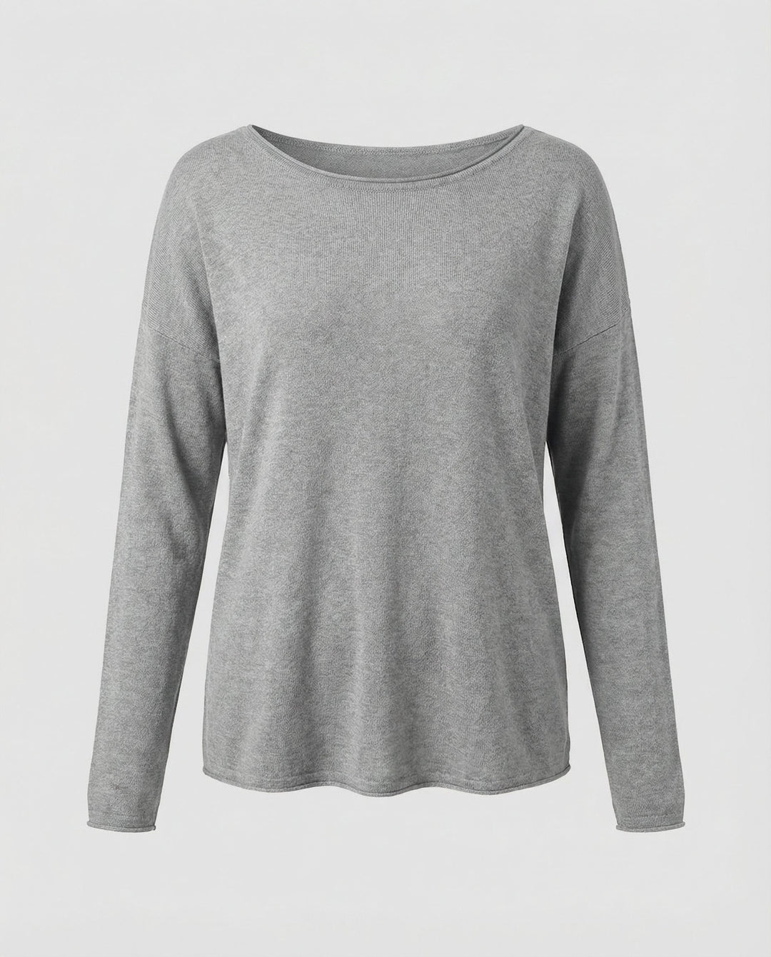 Women's Plain Long Sleeve Blouse With Round Neck Design