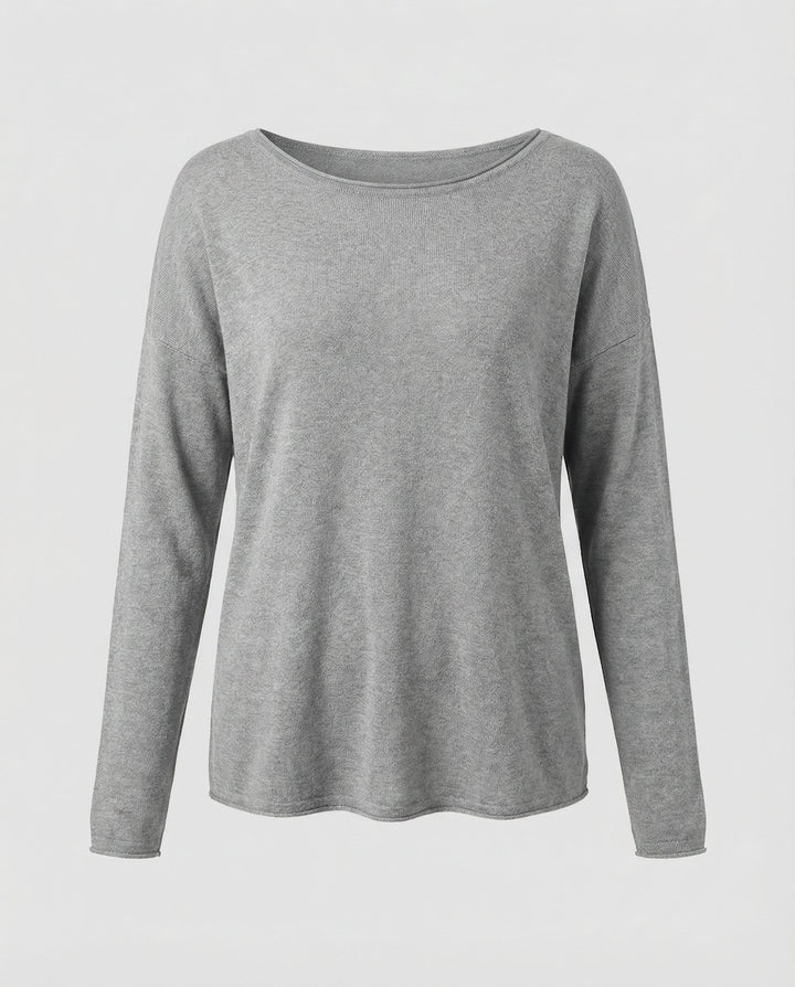 Women's Plain Long Sleeve Blouse With Round Neck Design