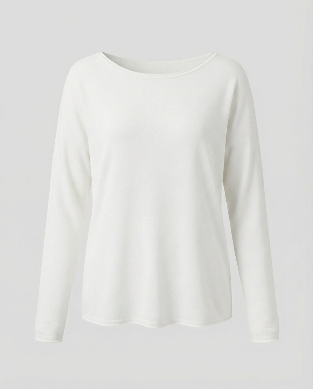 Women's Plain Long Sleeve Blouse With Round Neck Design