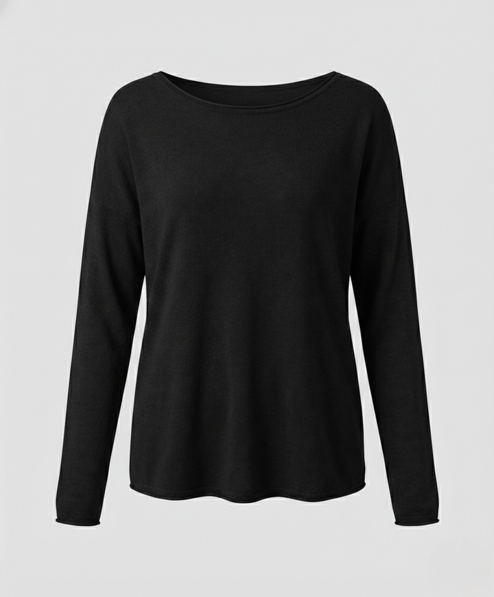 Women's Plain Long Sleeve Blouse With Round Neck Design