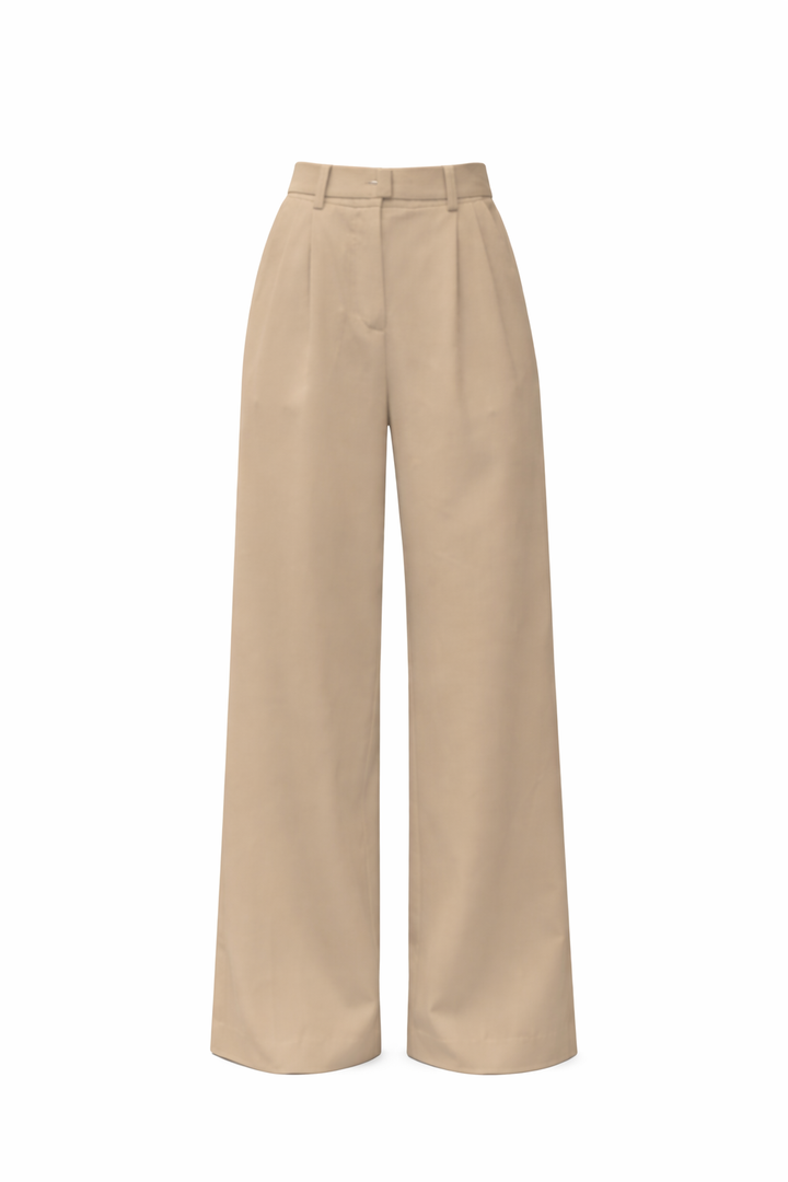 Women's Pleated Wide Leg Trouser Pantswith Front Crease Detail