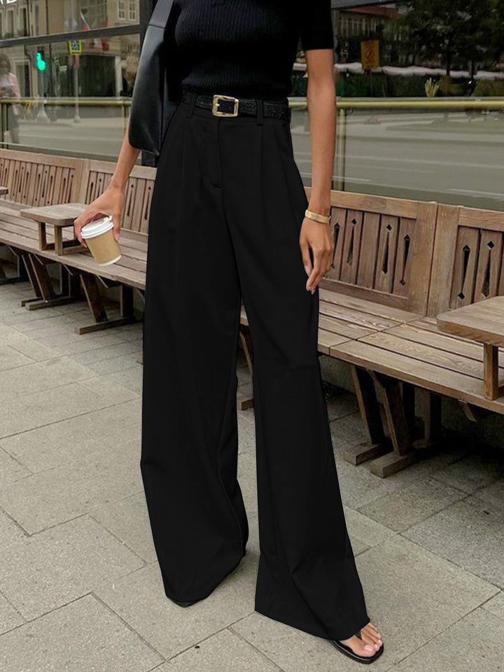 Women's Pleated Wide Leg Trouser Pantswith Front Crease Detail