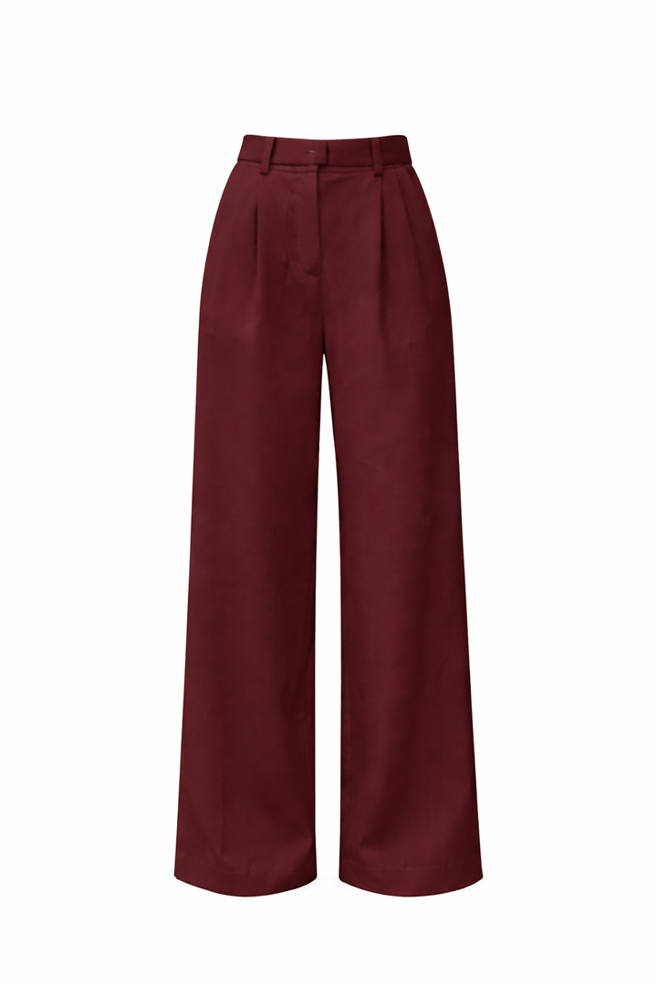 Women's Pleated Wide Leg Trouser Pantswith Front Crease Detail