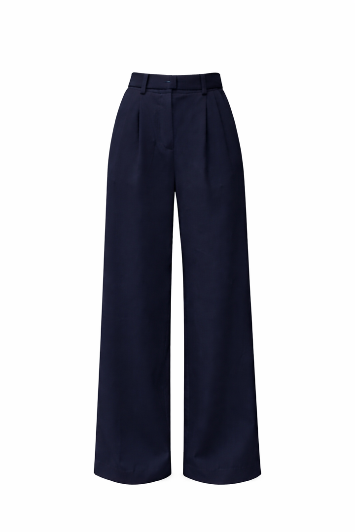 Women's Pleated Wide Leg Trouser Pantswith Front Crease Detail