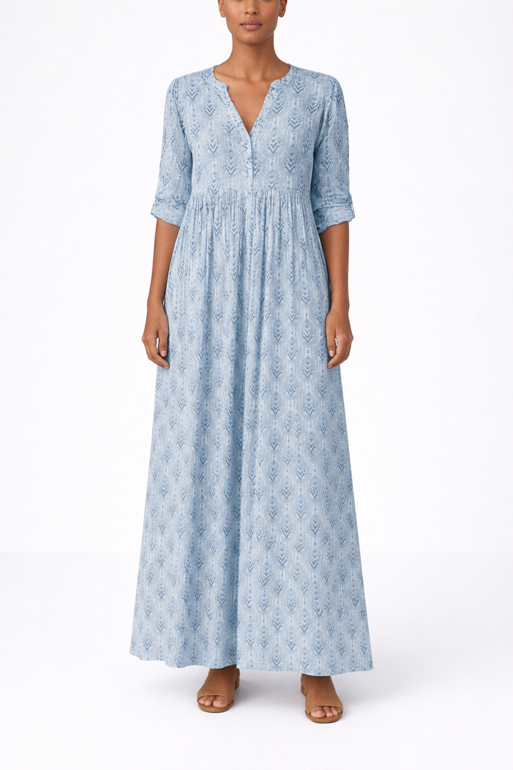 Women's Printed Half Sleeve Loose Maxi Dress