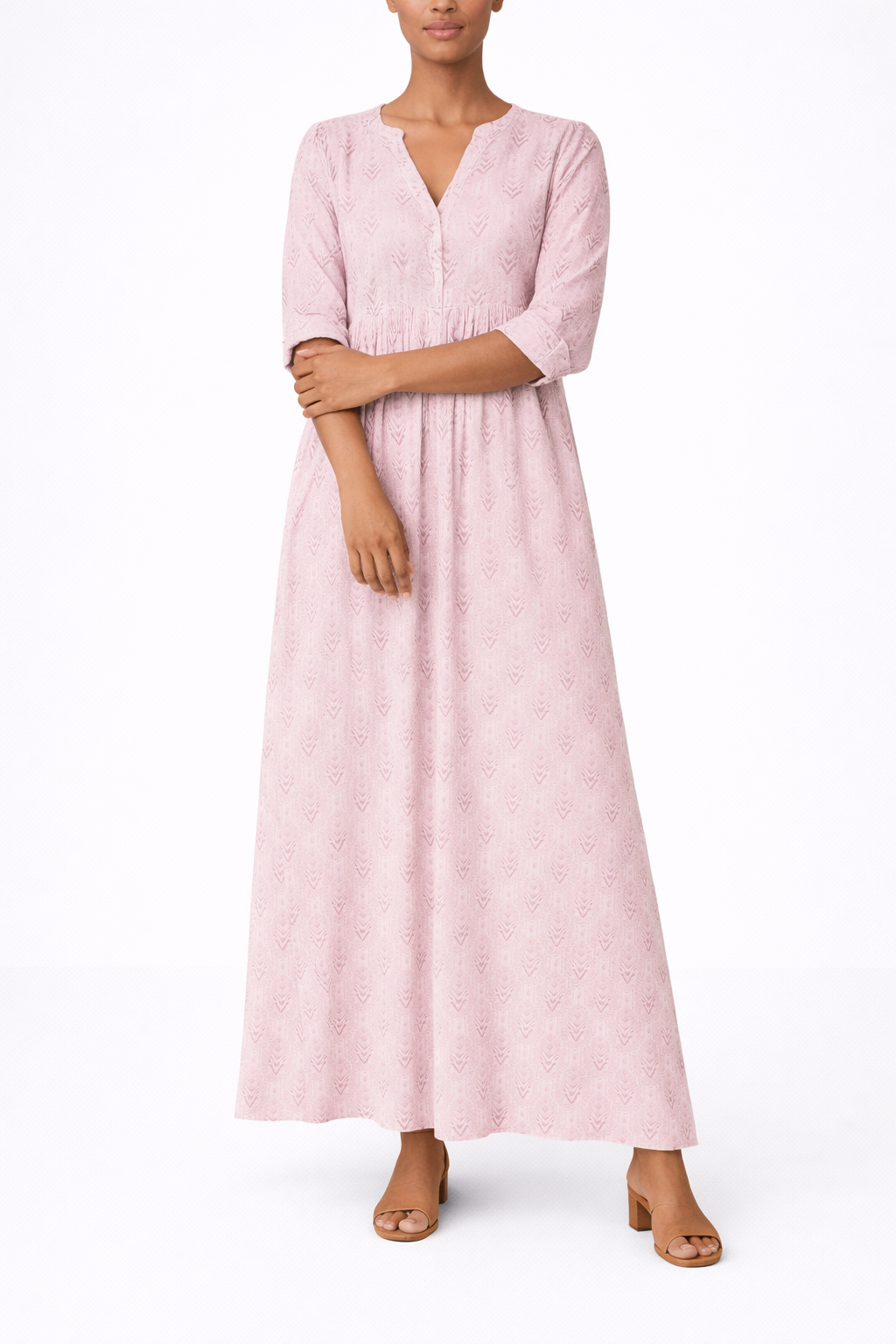 Women's Printed Half Sleeve Loose Maxi Dress