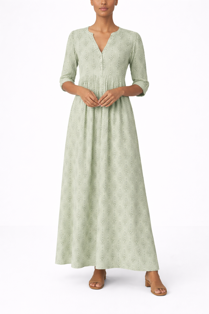 Women's Printed Half Sleeve Loose Maxi Dress
