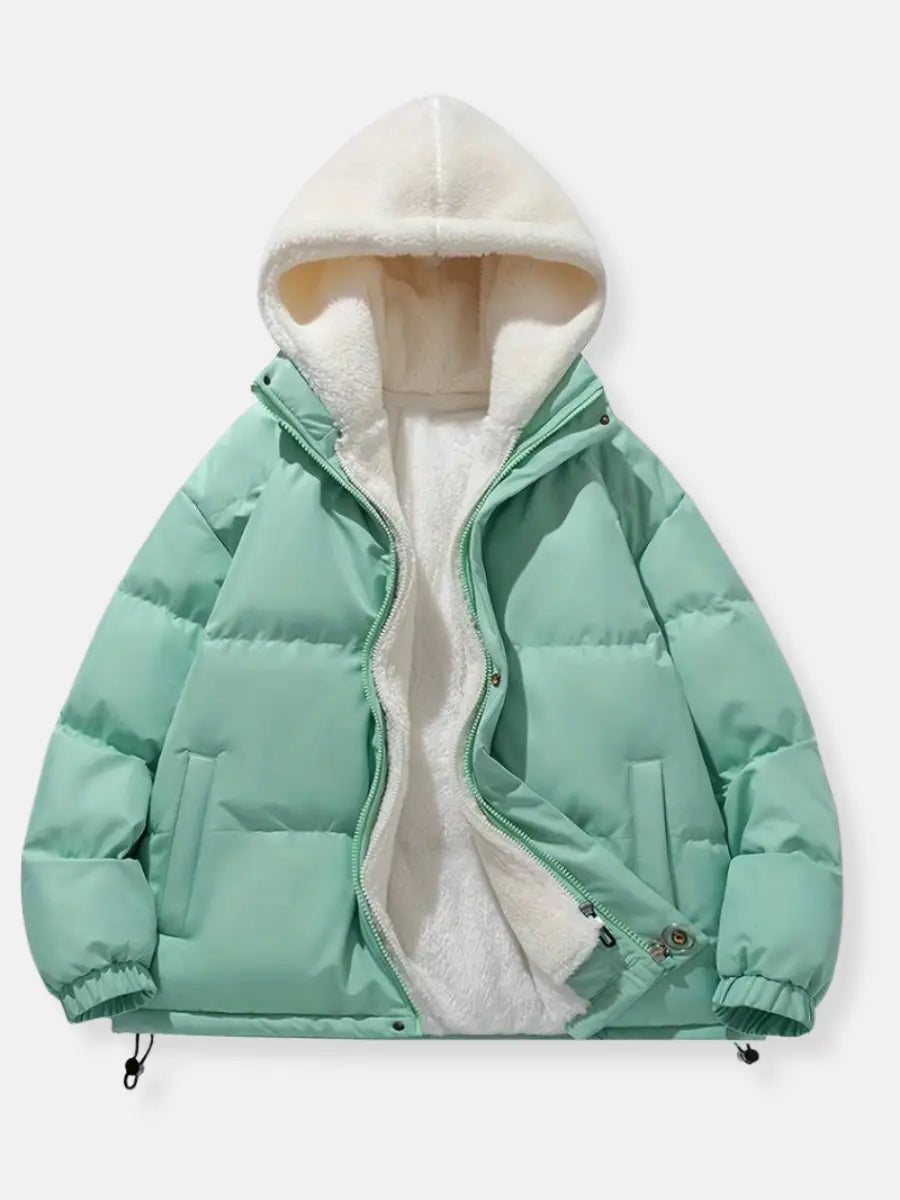 Women's Quilted Hooded Jacket With Padded Panels