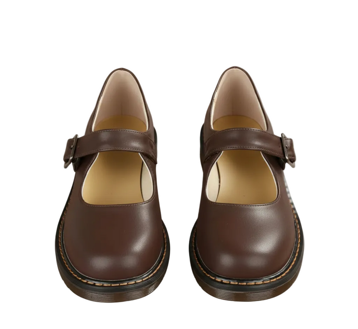 Women’s Round Toe Buckle Strap Flat Mary Jane Pumps