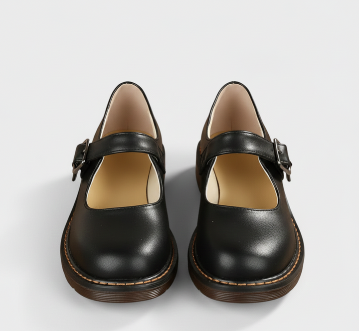 Women’s Round Toe Buckle Strap Flat Mary Jane Pumps