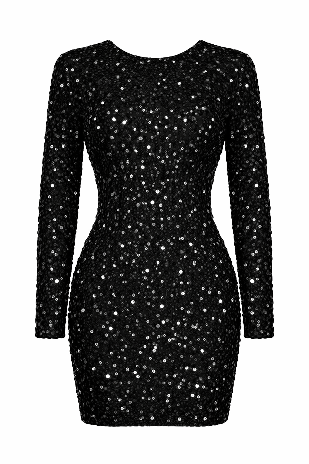 Women's Shimmering Long Sleeve Backless Mini Dress