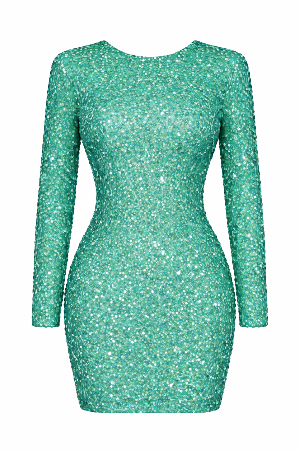 Women's Shimmering Long Sleeve Backless Mini Dress