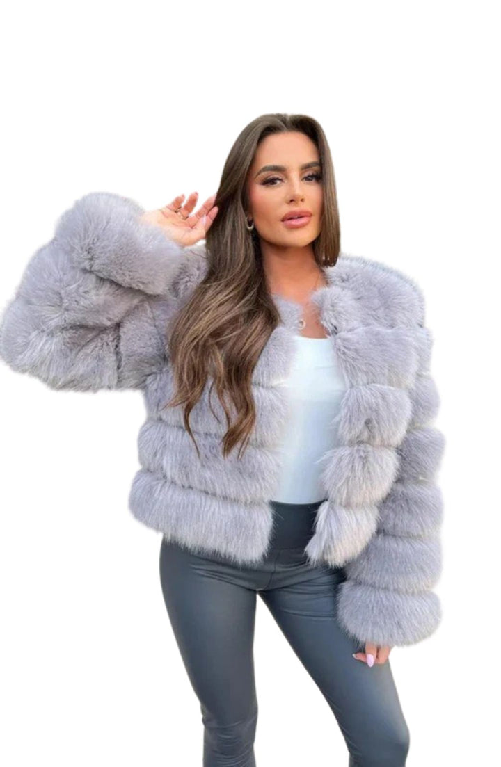 Women’s Short Plush Faux Fur Puffer Jacket