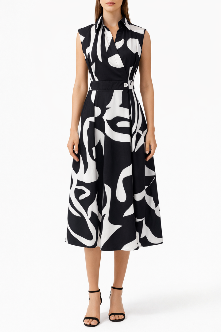 Women's Short Sleeves Printed Lapel Maxi Dresses