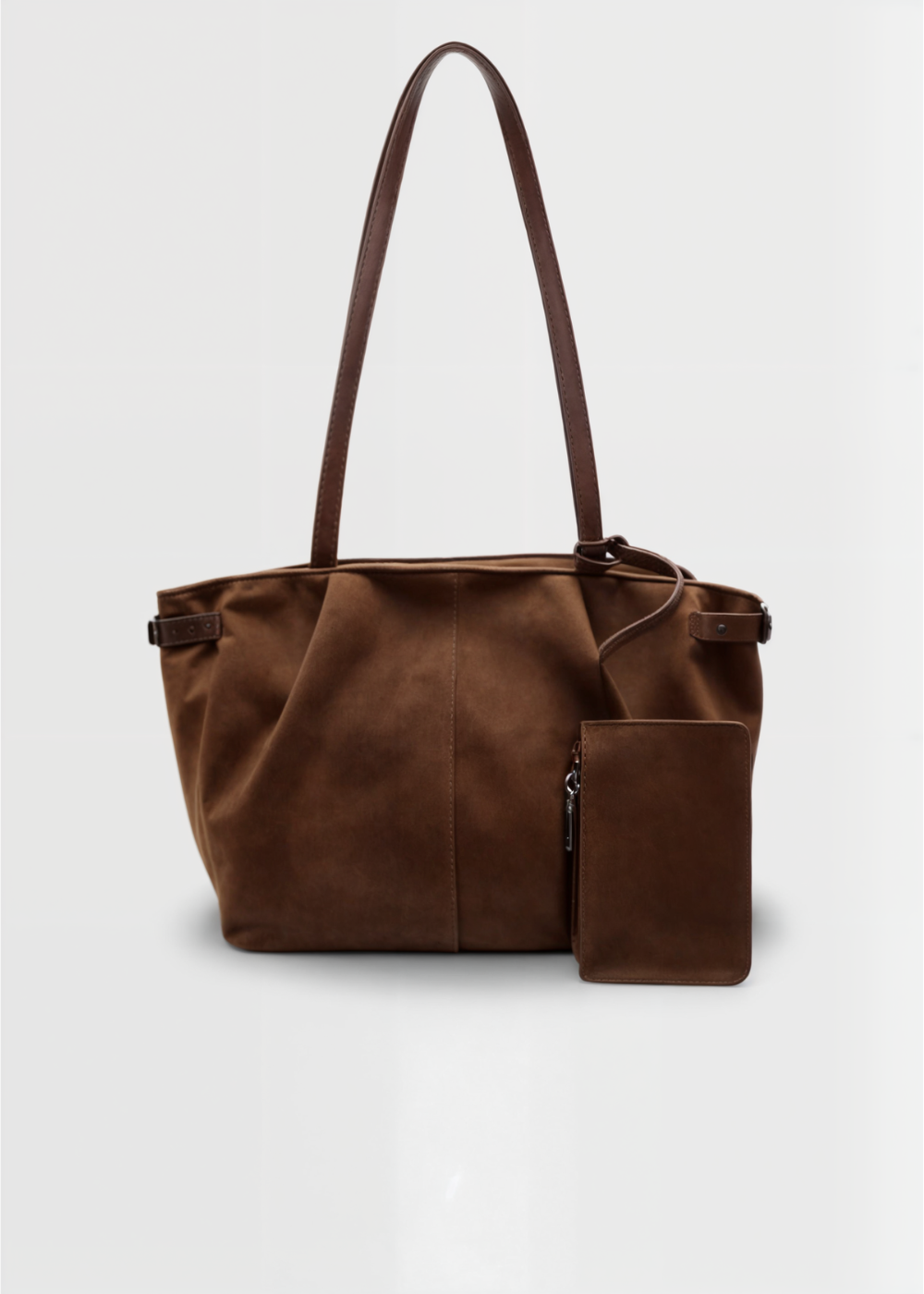Women's Shoulder Tote Bag with Double Handles and Small Pouch