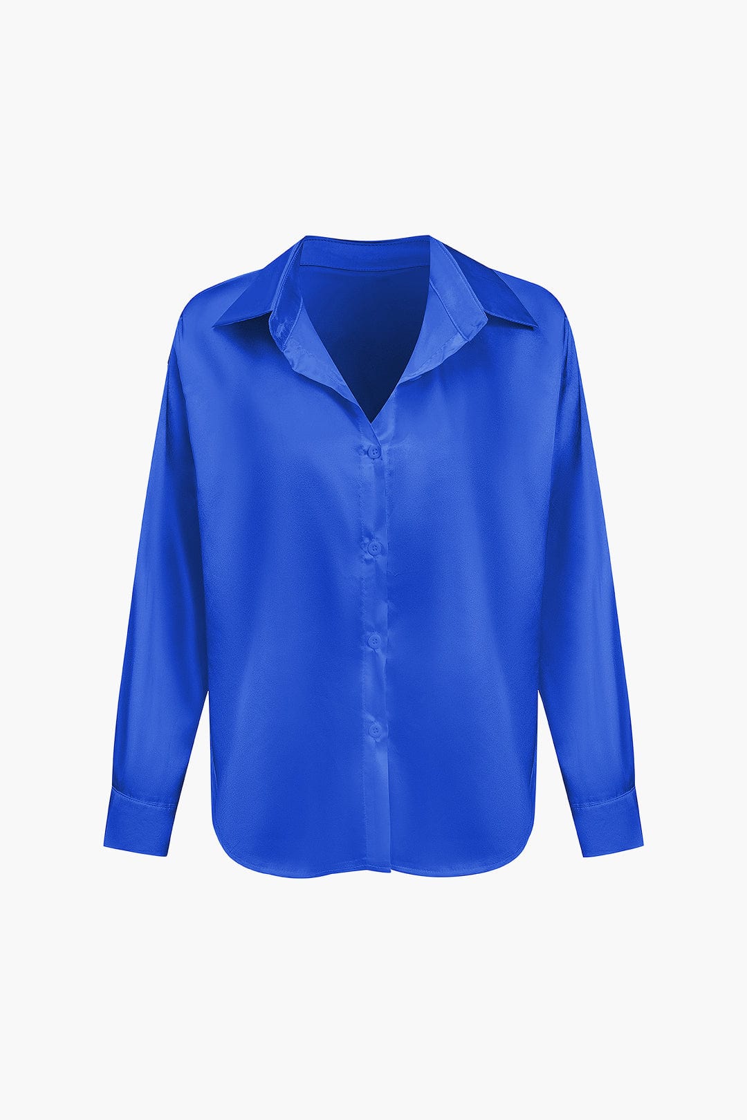 Women's Silk Long Sleeve Shirt with Collar and Button Front