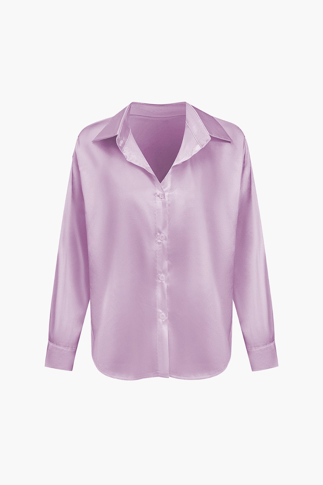 Women's Silk Long Sleeve Shirt with Collar and Button Front