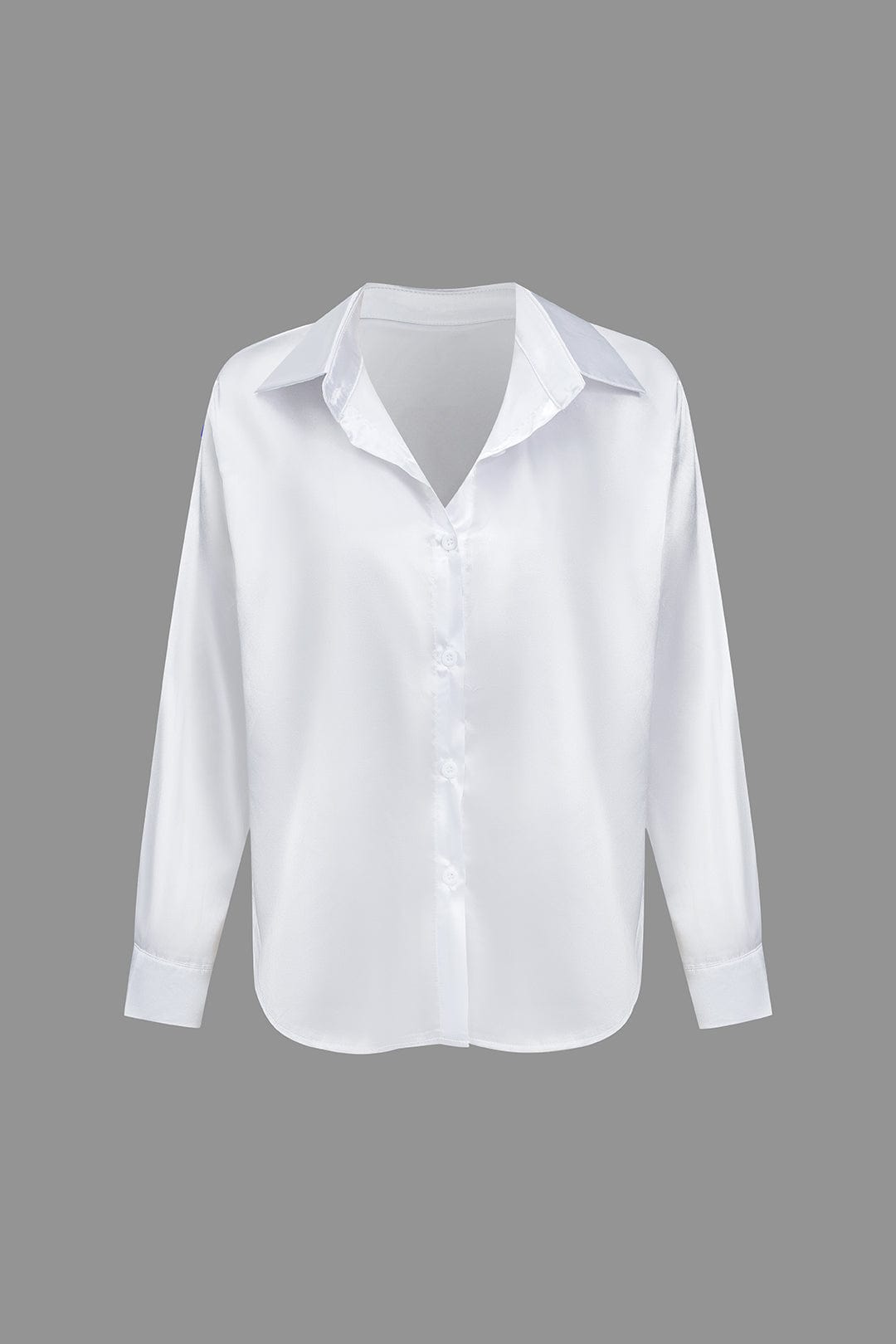 Women's Silk Long Sleeve Shirt with Collar and Button Front