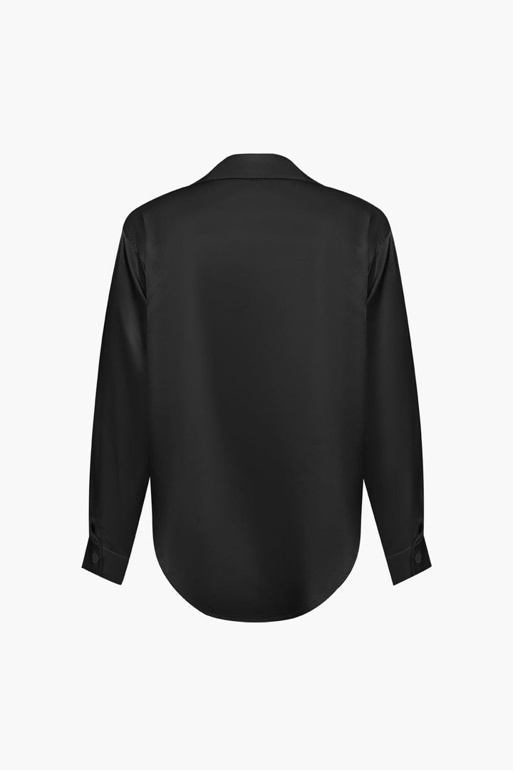 Women's Silk Long Sleeve Shirt with Collar and Button Front