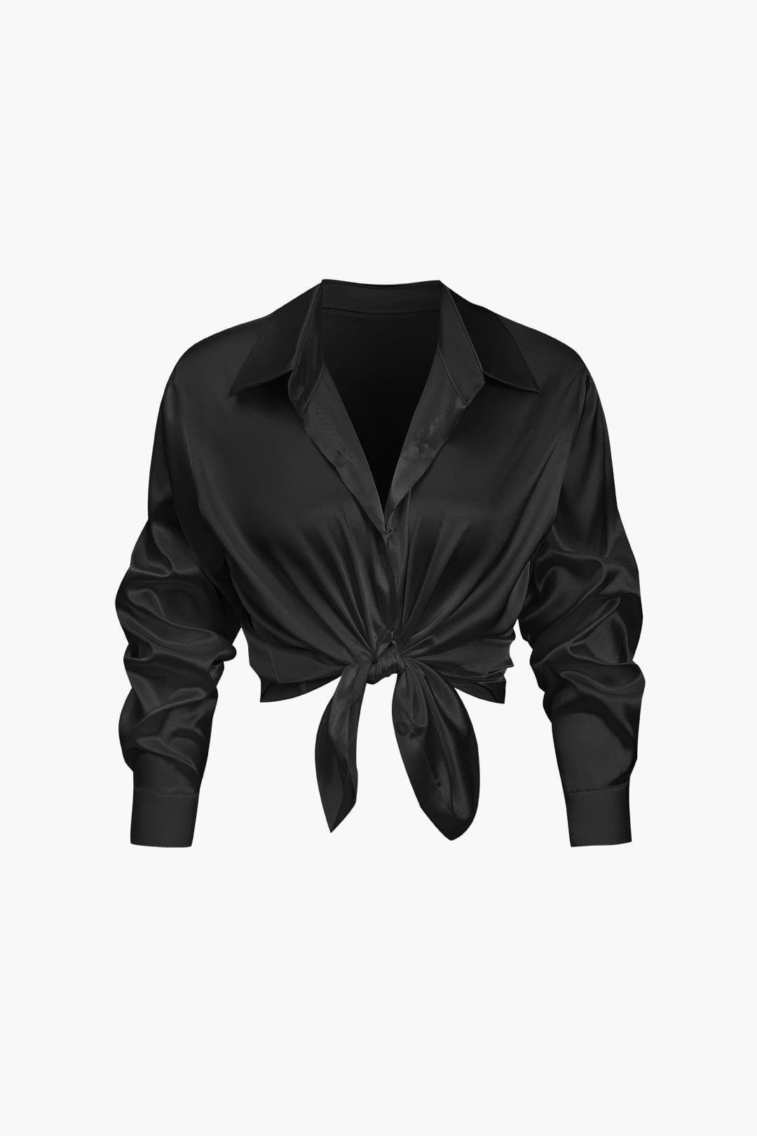Women's Silk Long Sleeve Shirt with Collar and Button Front