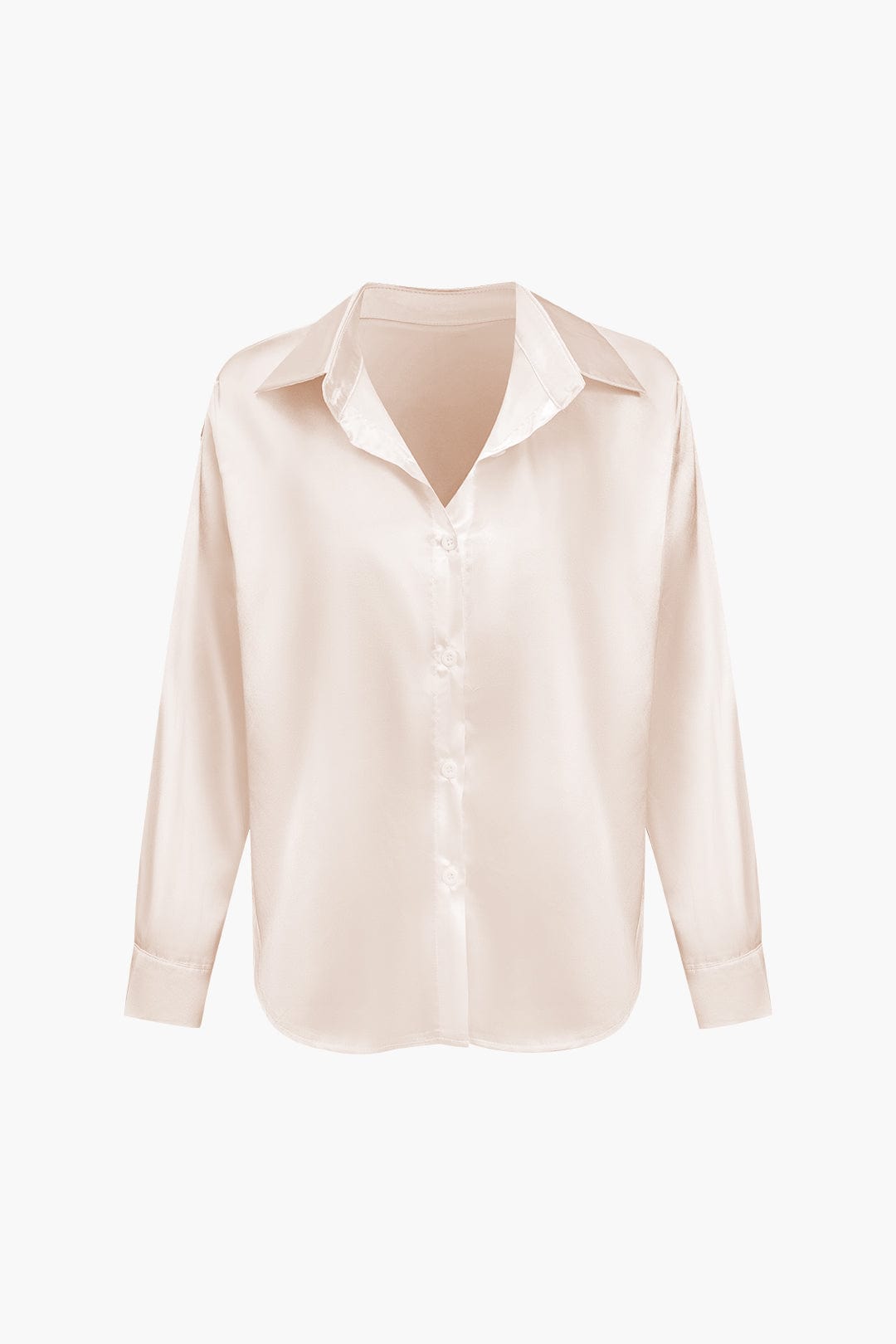 Women's Silk Long Sleeve Shirt with Collar and Button Front