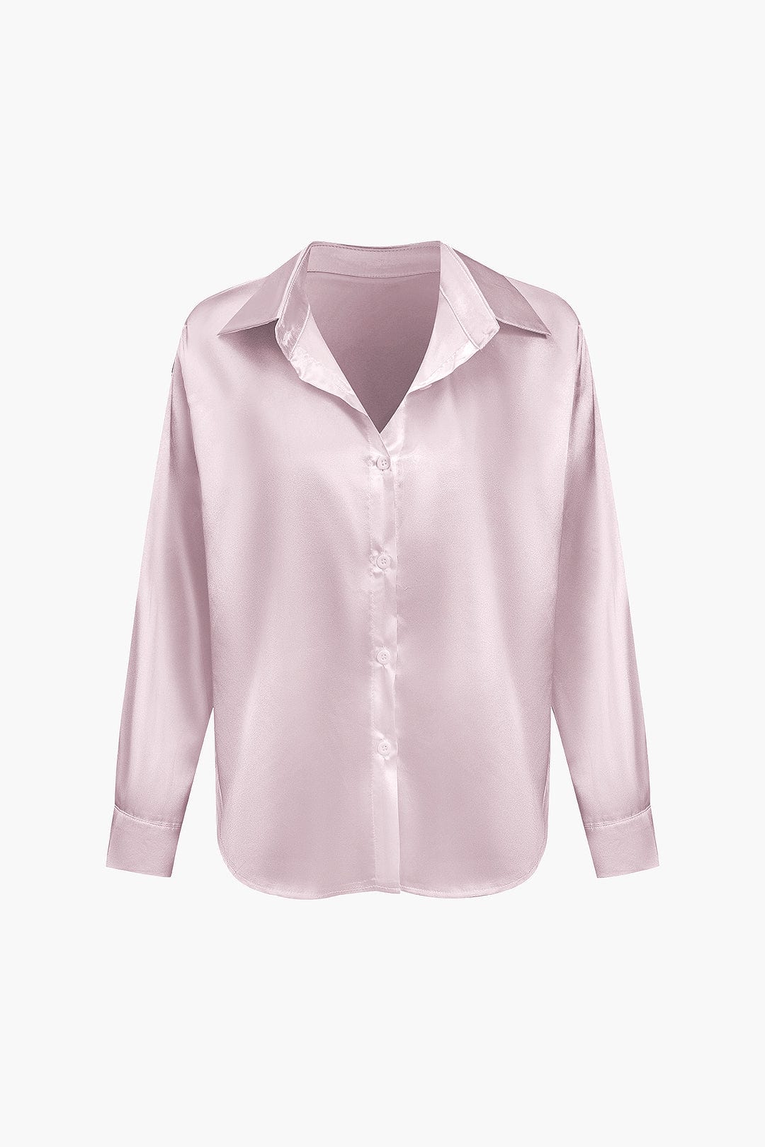 Women's Silk Long Sleeve Shirt with Collar and Button Front