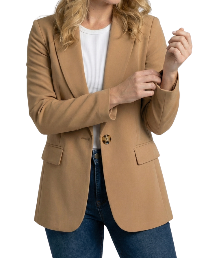 Women's Single Button Lapel Collar Blazer