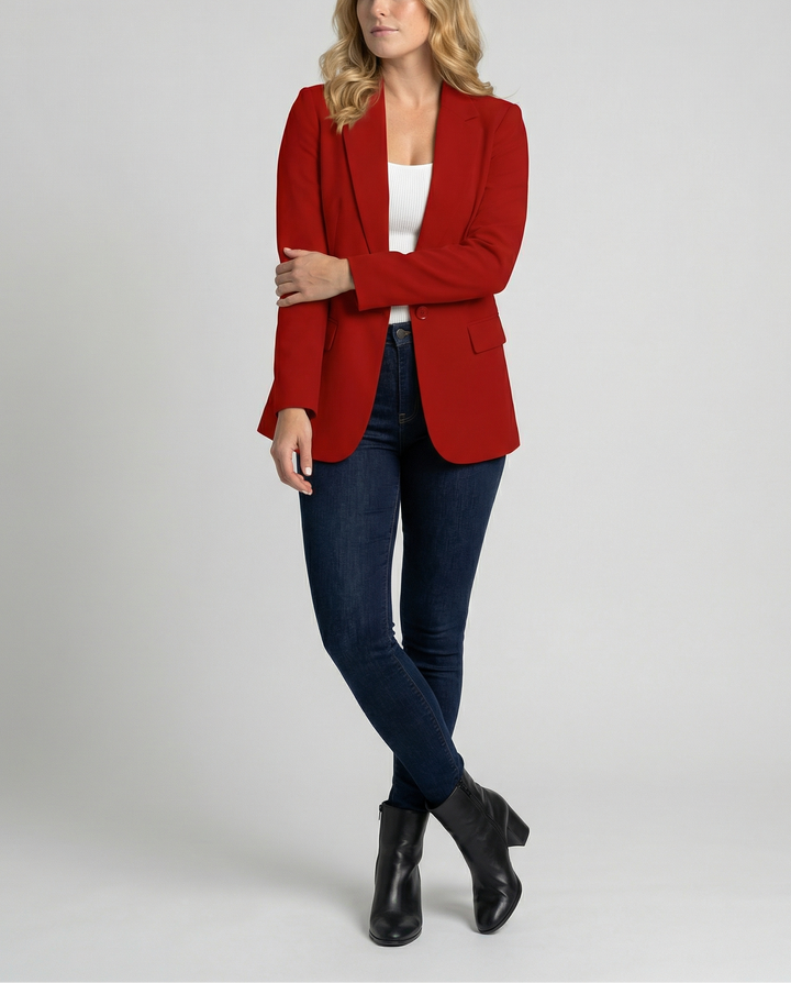 Women's Single Button Lapel Collar Blazer