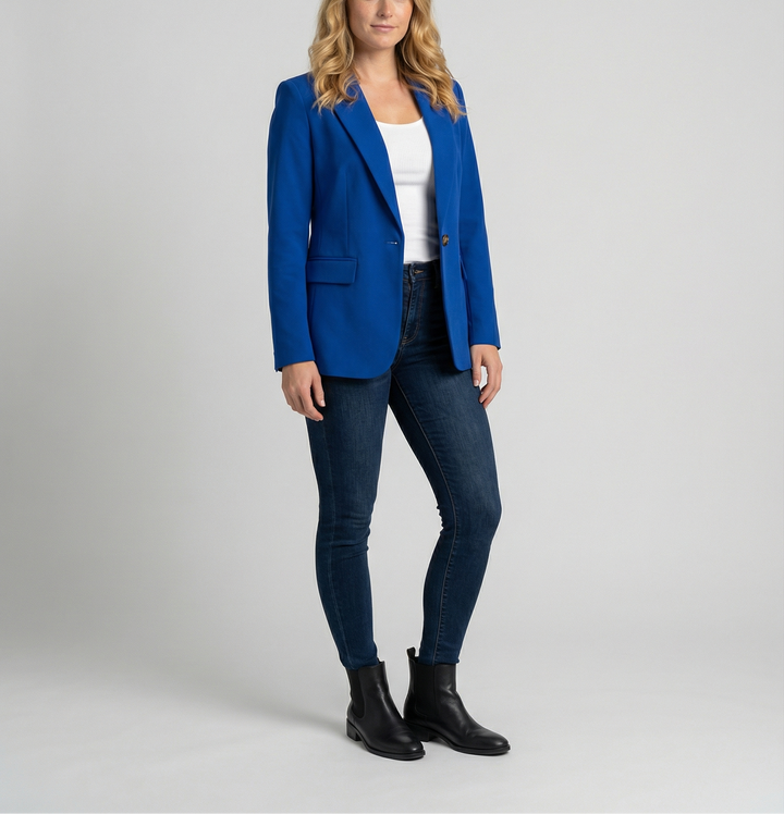Women's Single Button Lapel Collar Blazer
