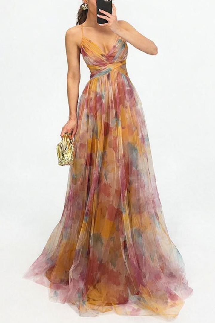 Women's Sleeveless Flowing Maxi Dress with Crossed Front