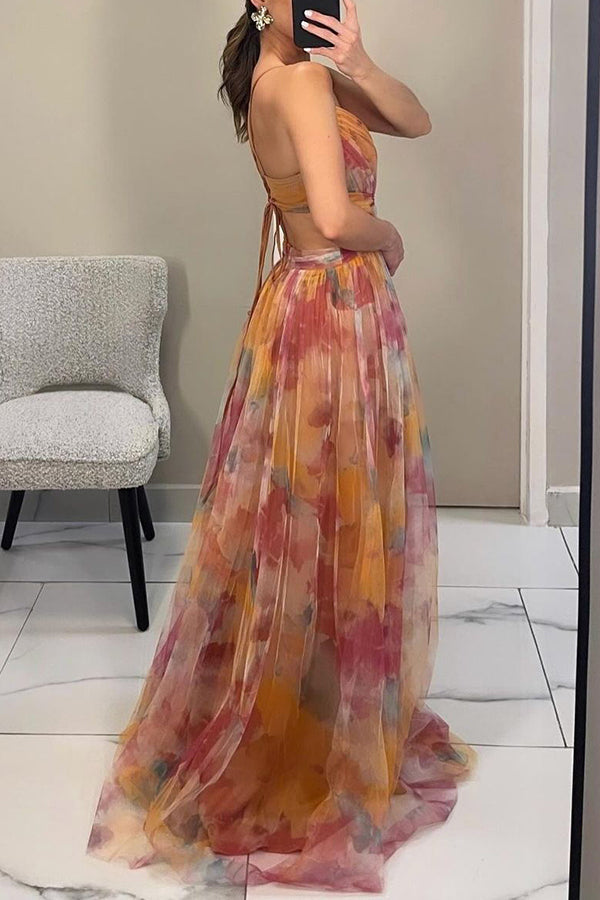 Women's Sleeveless Flowing Maxi Dress with Crossed Front