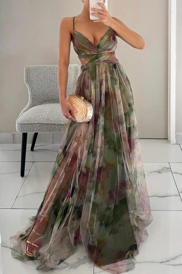 Women's Sleeveless Flowing Maxi Dress with Crossed Front