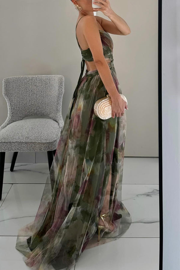 Women's Sleeveless Flowing Maxi Dress with Crossed Front