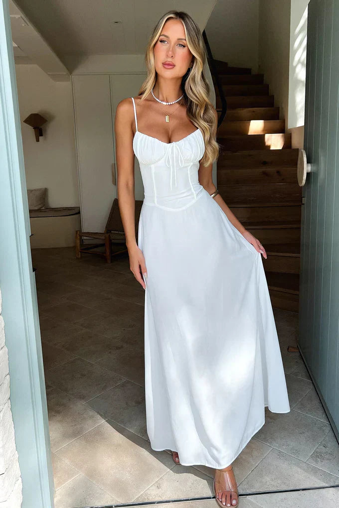 Women's Sleeveless Maxi Dress with Lace Up Front