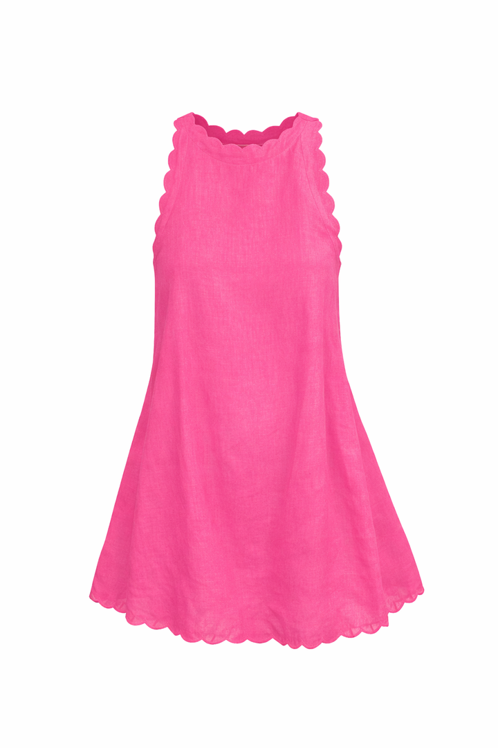 Women's Sleeveless Mini Dress with Scalloped Edge