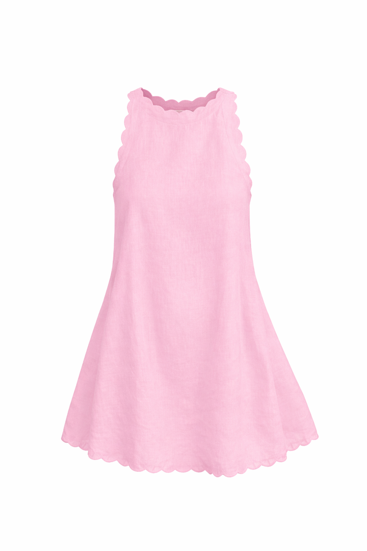 Women's Sleeveless Mini Dress with Scalloped Edge