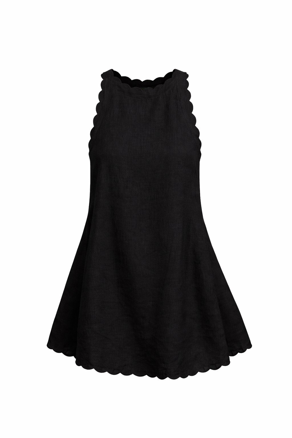 Women's Sleeveless Mini Dress with Scalloped Edge
