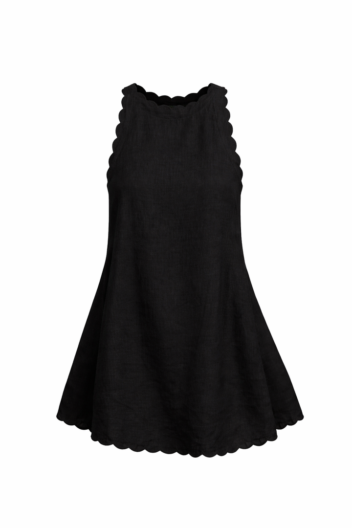 Women's Sleeveless Mini Dress with Scalloped Edge