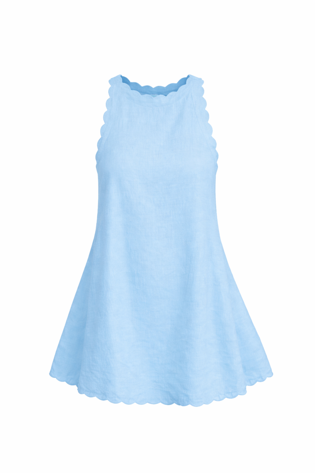 Women's Sleeveless Mini Dress with Scalloped Edge