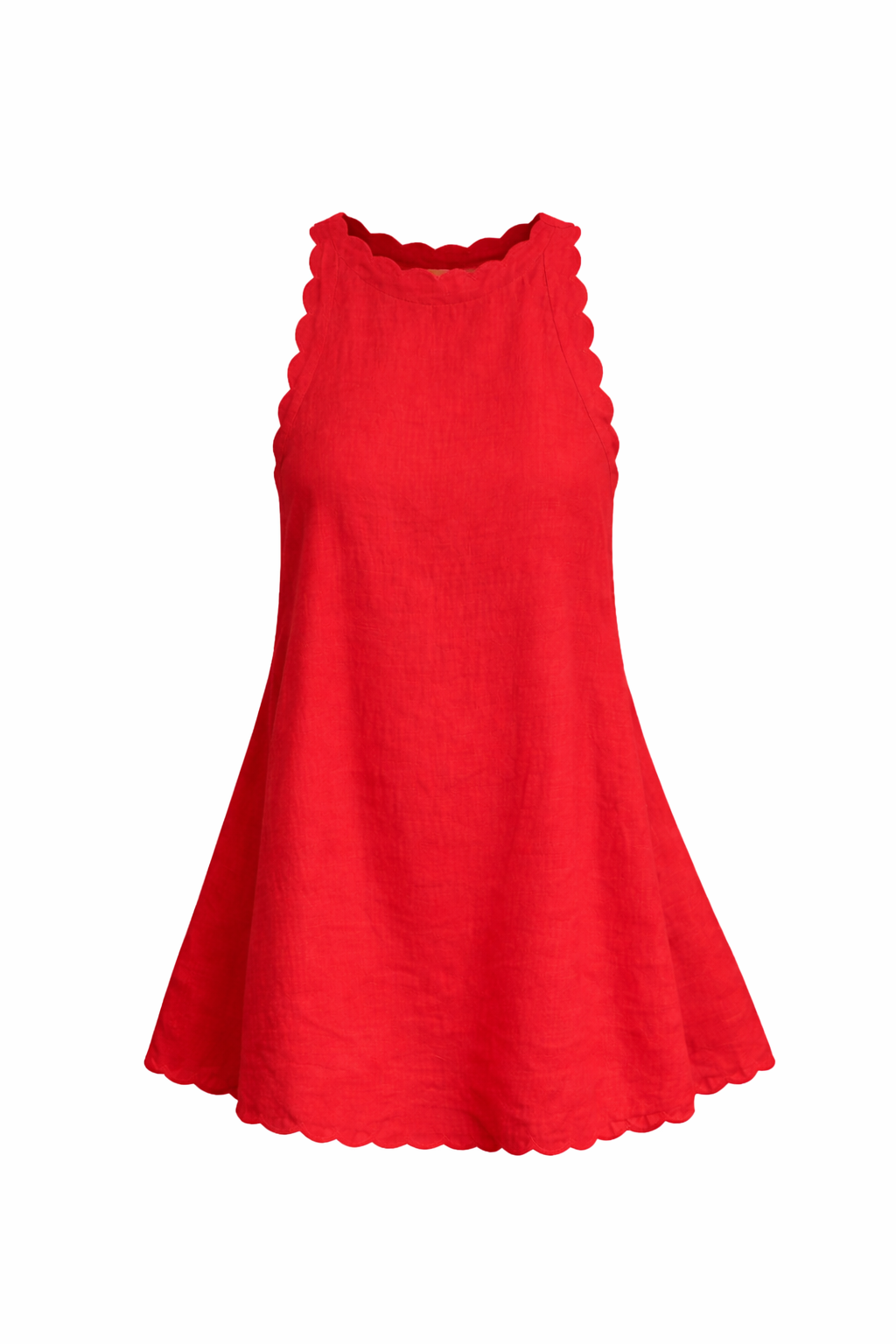 Women's Sleeveless Mini Dress with Scalloped Edge